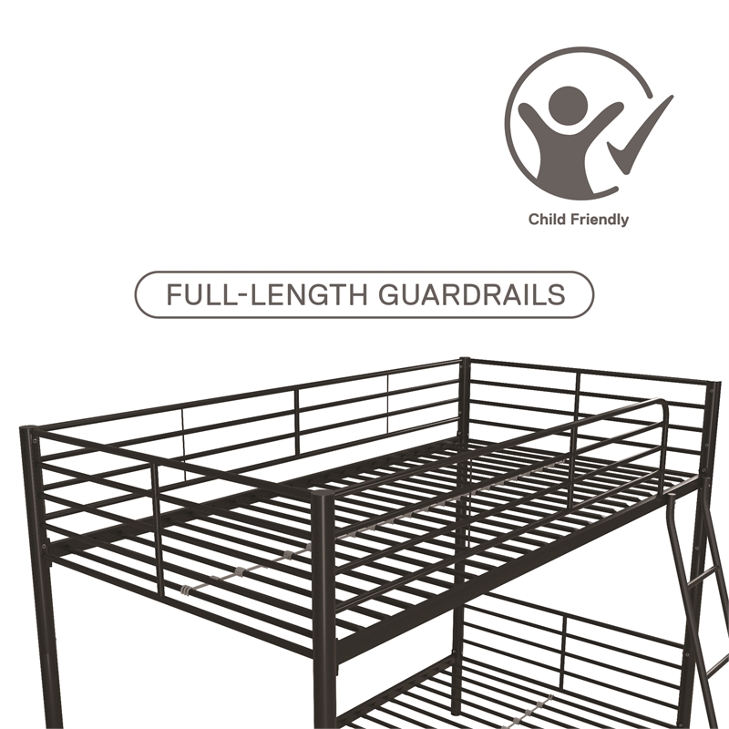 Mainstays Convertible Twin over Twin Metal Bunk Bed in Black
