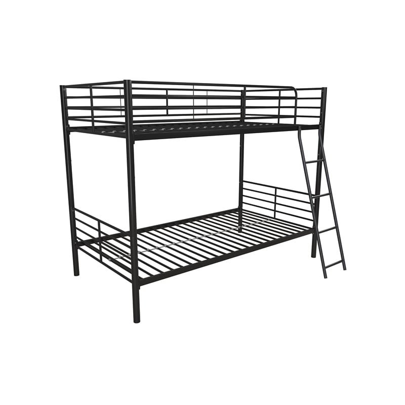 Mainstays Convertible Twin over Twin Metal Bunk Bed in Black