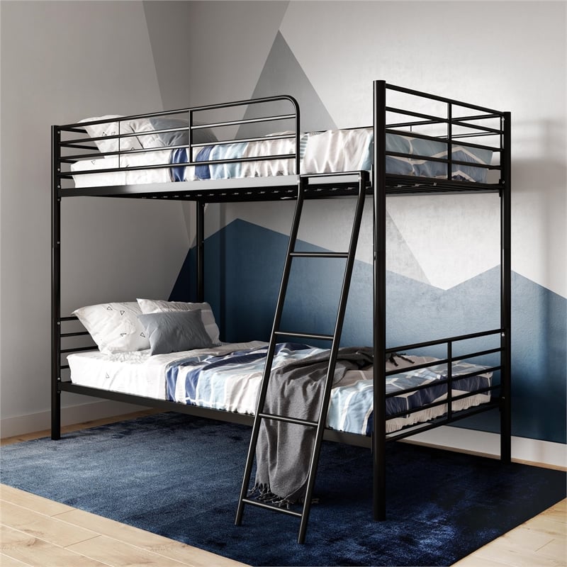 Mainstays Premium Metal Twin over Twin Bunk Bed, Black high quality