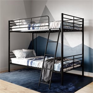 Mainstays Convertible Twin over Twin Metal Bunk Bed in Black
