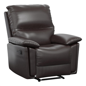 DHP Miller Recliner with Dual USB Port in Faux Leather in Dark Brown