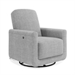 Baby Relax Step Swivel Accent Chair with USB Charger in Light Gray Linen