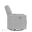 Baby Relax Step Swivel Accent Chair with USB Charger in Light Gray Linen