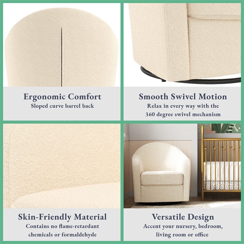 Little Seeds Gentle Swivel Curved Accent Chair in Ivory Boucle