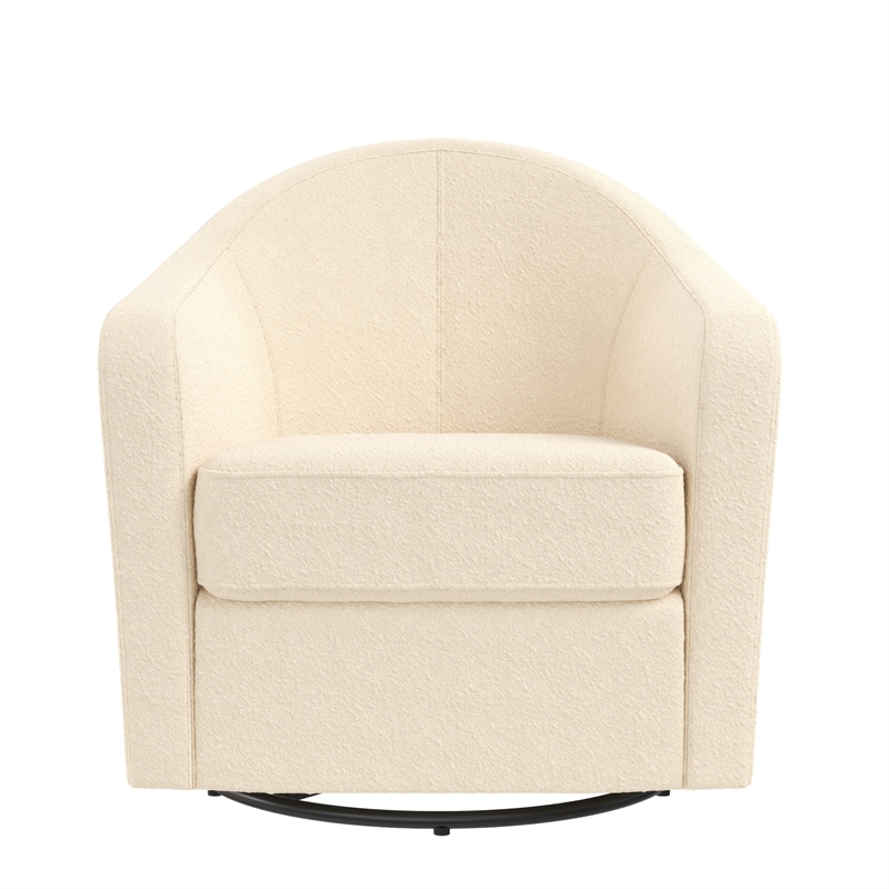 Little Seeds Gentle Swivel Curved Accent Chair in Ivory Boucle