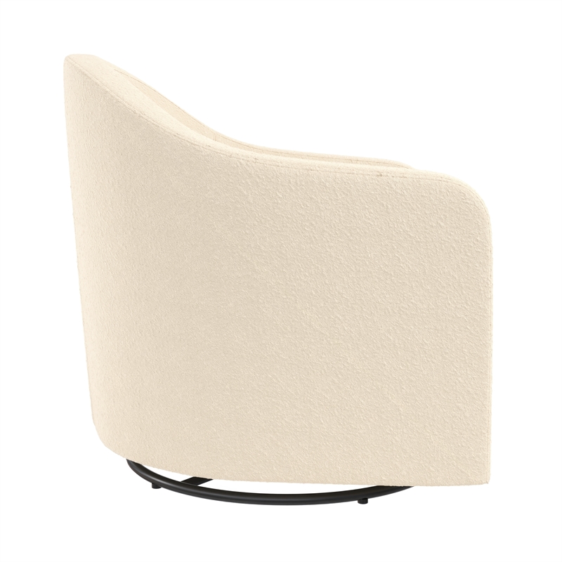 Little Seeds Gentle Swivel Curved Accent Chair in Ivory Boucle