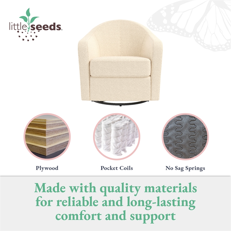 Little Seeds Gentle Swivel Curved Accent Chair in Ivory Boucle