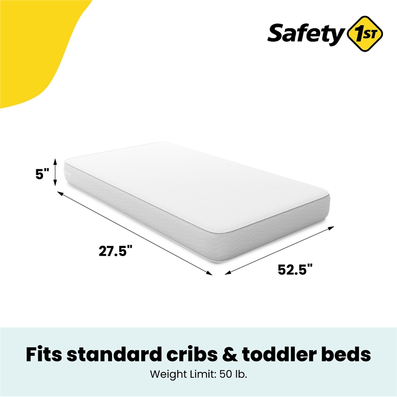 Safety 1st Pleasant Dreams Crib and Toddler Bed Mattress in White