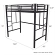 Your Zone Brittain Twin Metal Loft Bed in Navy Blue