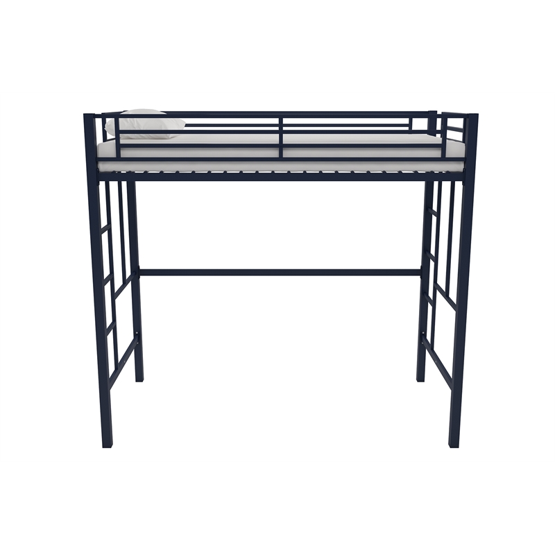 Your Zone Brittain Twin Metal Loft Bed in Navy Blue
