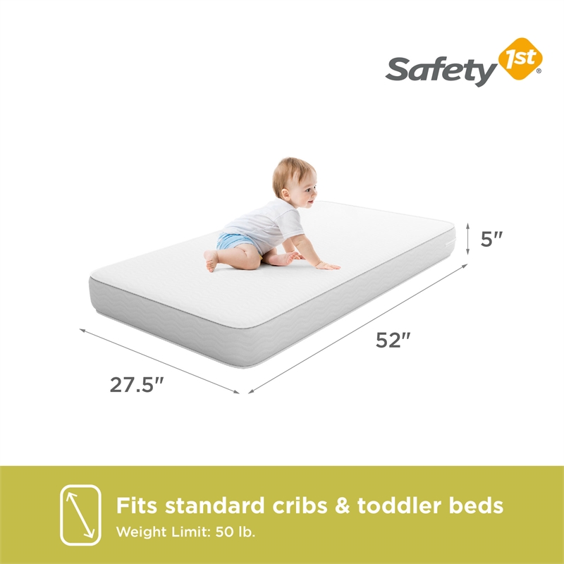 Safety 1st Cozy Snuggles Standard Firm Baby Crib & Toddler Bed Mattress in White