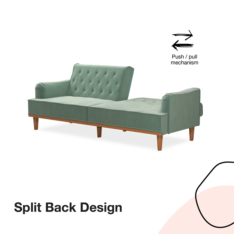 Mr. Kate Stella Vintage Convertible Sofa Bed Futon in Teal Velvet