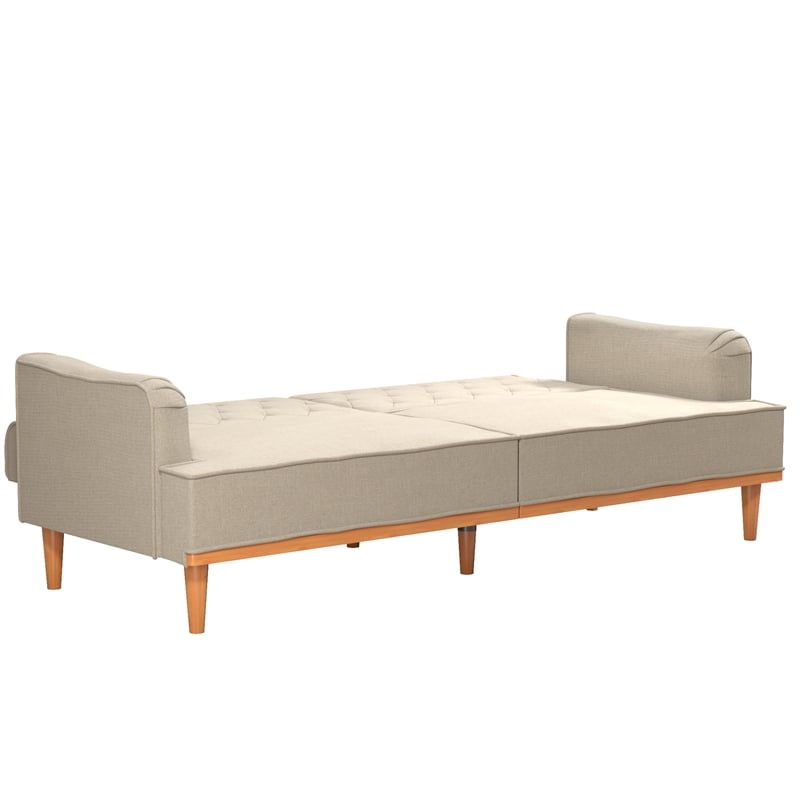 Mr. Kate Stella Vintage Convertible Sofa Bed Futon in Tan Linen