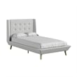 DHP Lilya Twin Upholstered Platform Bed w/ Wood Slat Support in Light Gray Linen