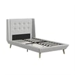 DHP Lilya Twin Upholstered Platform Bed w/ Wood Slat Support in Light Gray Linen