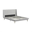 DHP Lilya Full Upholstered Platform Bed w/ Wood Slat Support in Light Gray Linen
