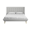 DHP Lilya Full Upholstered Platform Bed w/ Wood Slat Support in Light Gray Linen