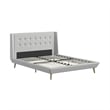 DHP Lilya Queen Upholstered Platform Bed w/Wood Slat Support in Light Gray Linen