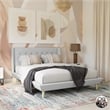 DHP Lilya Queen Upholstered Platform Bed w/Wood Slat Support in Light Gray Linen