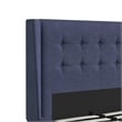 DHP Lilya Twin Upholstered Platform Bed w/ Wood Slat Support in Blue Linen