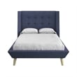 DHP Lilya Twin Upholstered Platform Bed w/ Wood Slat Support in Blue Linen