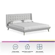 DHP Lilya King Upholstered Platform Bed w/ Wood Slat Support in Light Gray Linen