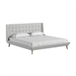 DHP Lilya King Upholstered Platform Bed w/ Wood Slat Support in Light Gray Linen