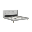 DHP Lilya King Upholstered Platform Bed w/ Wood Slat Support in Light Gray Linen