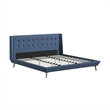 DHP Lilya King Upholstered Platform Bed w/ Wood Slat Support in Blue Linen