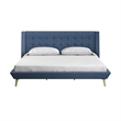 DHP Lilya King Upholstered Platform Bed w/ Wood Slat Support in Blue Linen