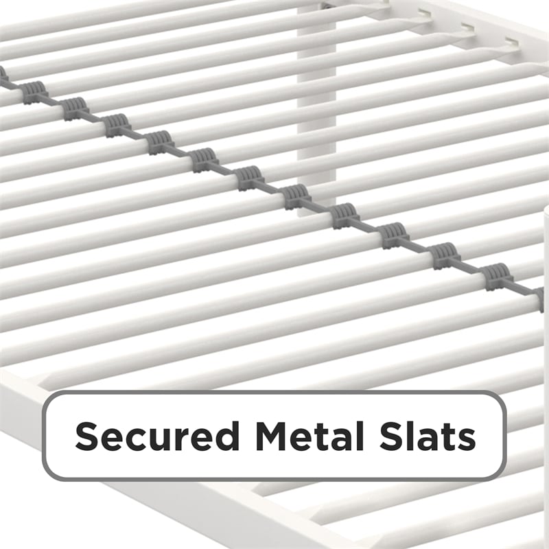 Your Zone Brittain Twin Metal Loft Bed in Off White