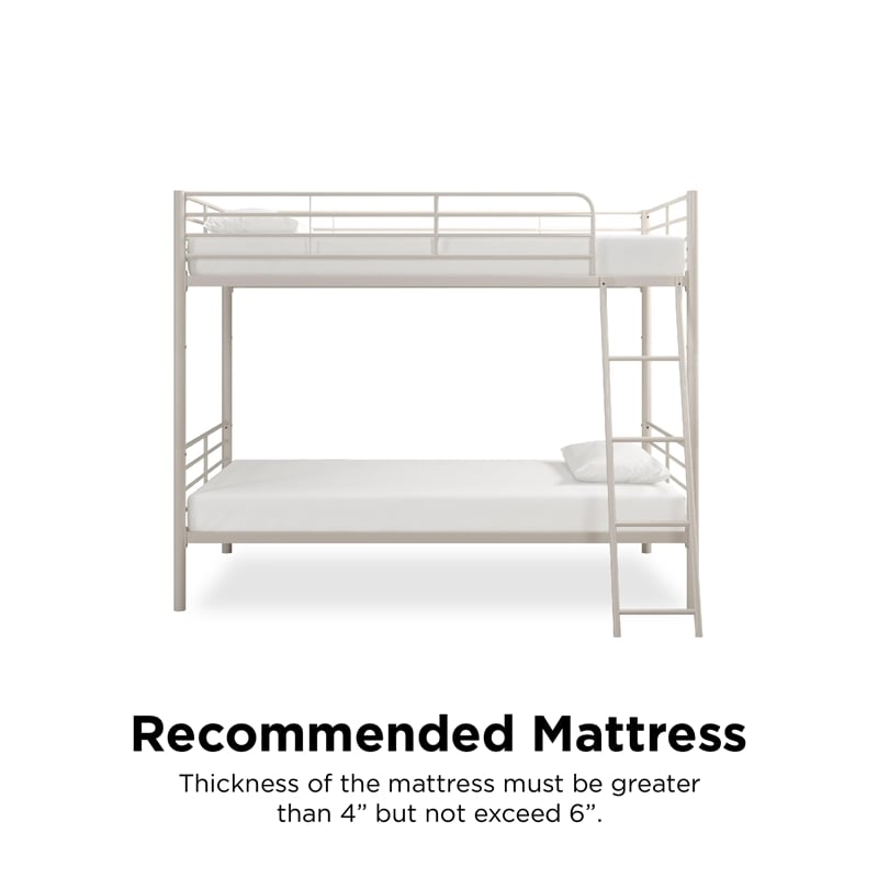 Mainstays Convertible Twin over Twin Metal Bunk Bed in Off White