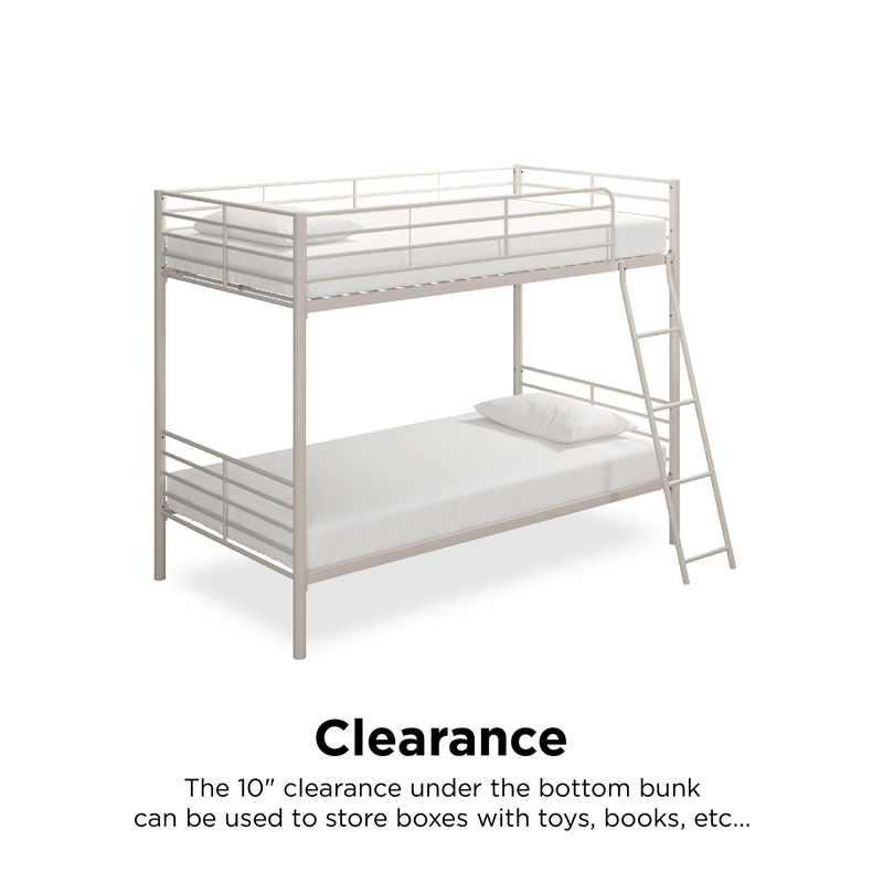 Mainstays Convertible Twin over Twin Metal Bunk Bed in Off White