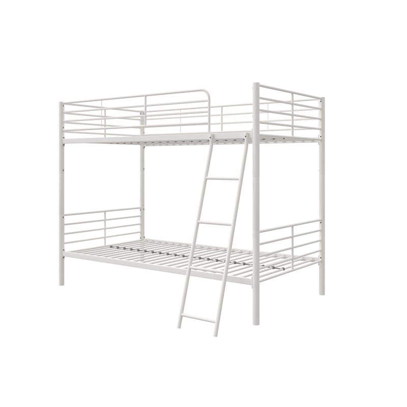 Mainstays Convertible Twin over Twin Metal Bunk Bed in Off White