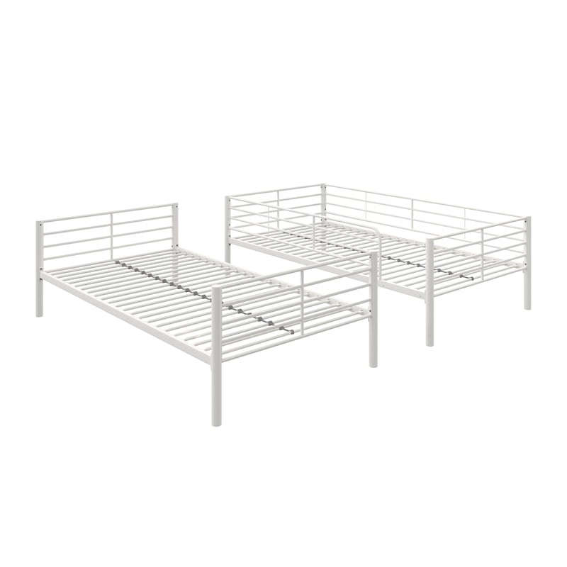 Mainstays Convertible Twin over Twin Metal Bunk Bed in Off White