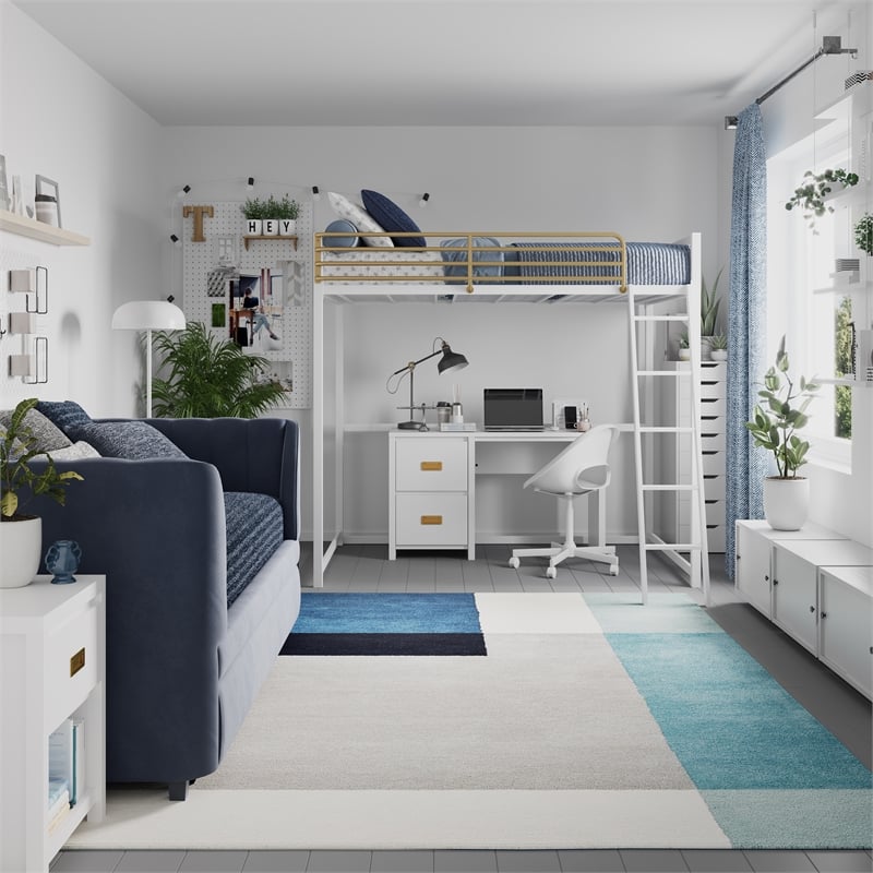 White and deals gold loft bed