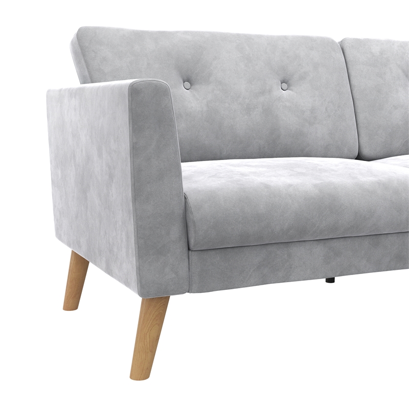 CosmoLiving Gloria Upholstered 3-Seater Sofa in Light Gray Velvet