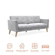 CosmoLiving Gloria Upholstered 3-Seater Sofa in Light Gray Velvet