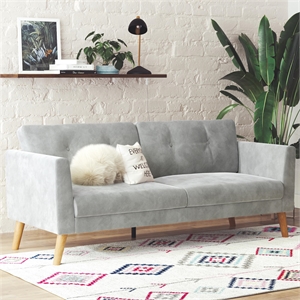 CosmoLiving Gloria Upholstered 3-Seater Sofa in Light Gray Velvet