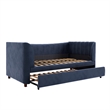 Little Seeds Valentina Twin Upholstered Daybed and Trundle - Navy Blue Velvet