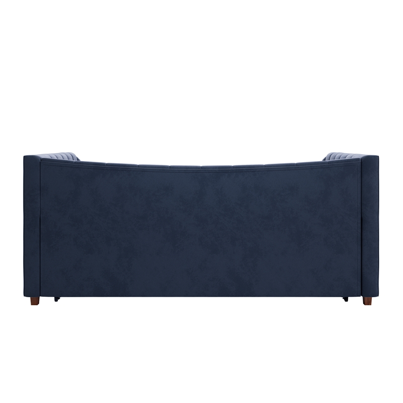 Little Seeds Valentina Twin Upholstered Daybed and Trundle - Navy Blue Velvet