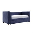 Little Seeds Valentina Twin Upholstered Daybed and Trundle - Navy Blue Velvet