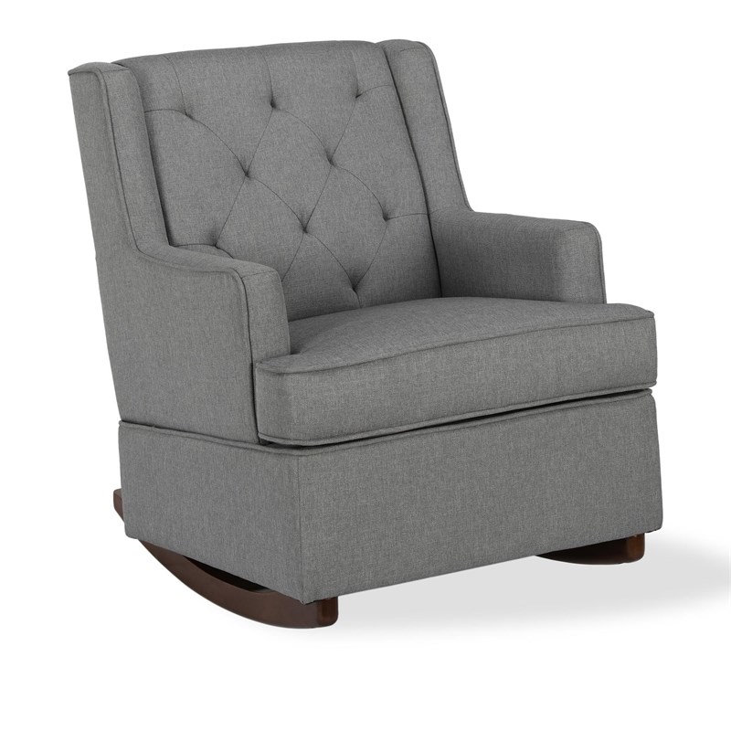 Baby Relax Bennet Transitional Wingback Nursery Rocker Chair in Gray