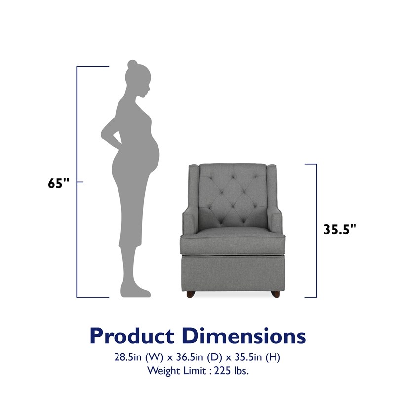 Baby Relax Bennet Transitional Wingback Nursery Rocker Chair in