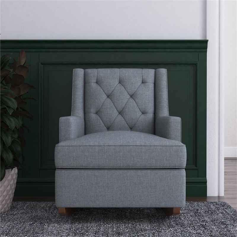 Baby Relax Bennet Transitional Wingback Nursery Rocker Chair in Gray