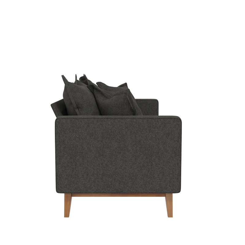 DHP Miriam Pillowback Wood Stretcher Sofa Gray Linen