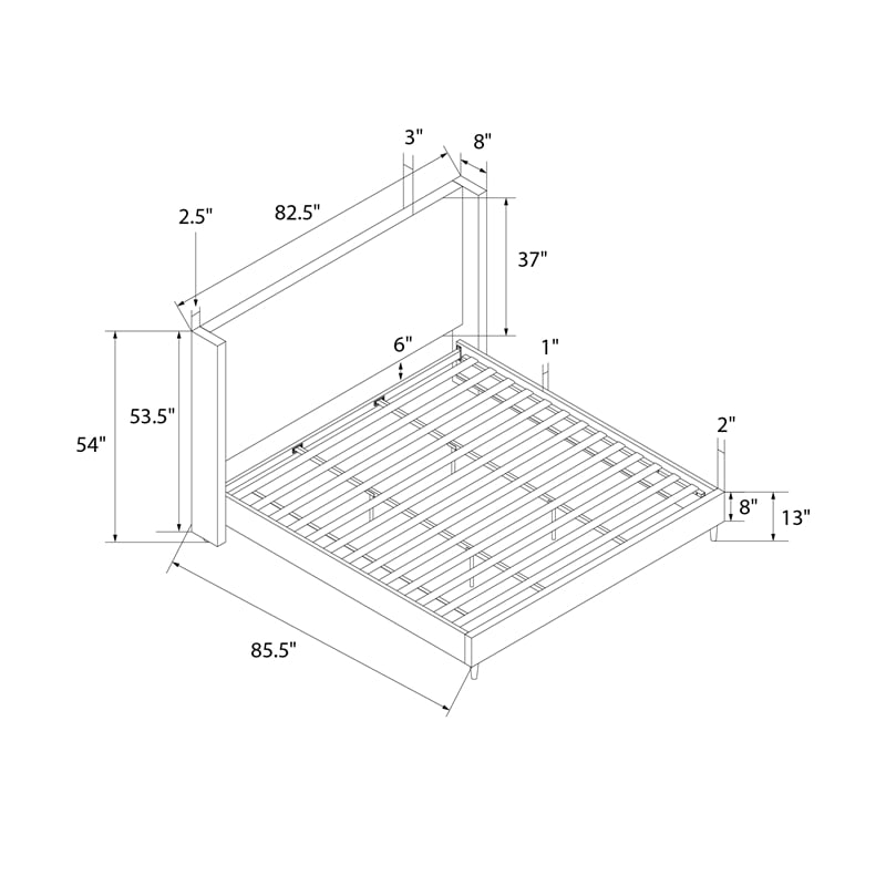 DHP Eveline Upholstered Platform Bed Frame - King in Textured Gray Canvas