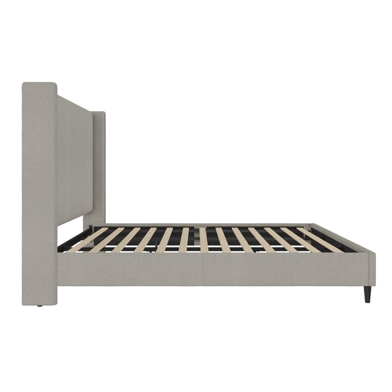 DHP Eveline Upholstered Platform Bed Frame - King in Textured Gray Canvas