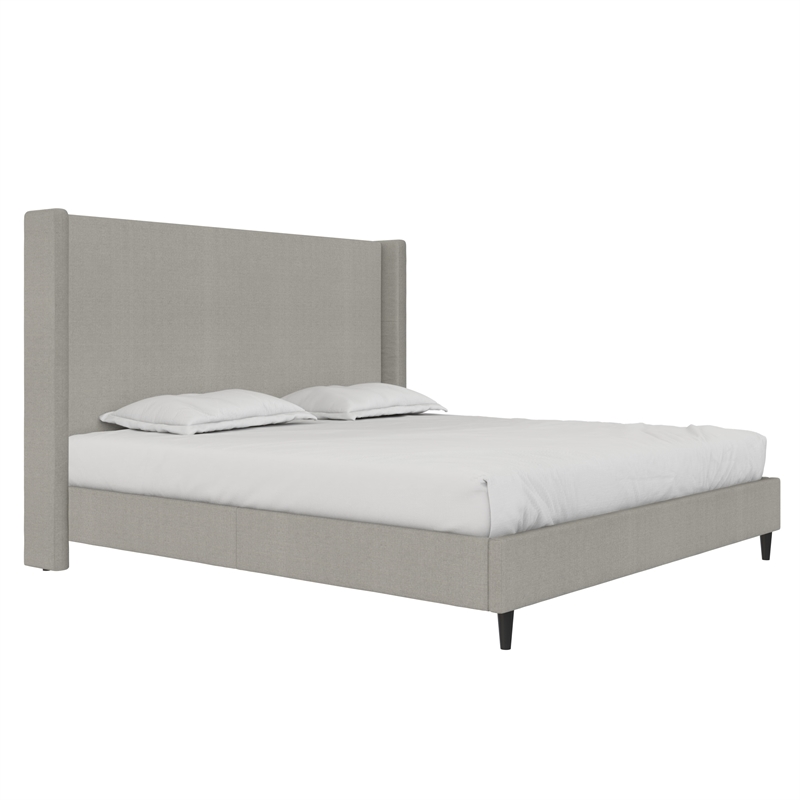 DHP Eveline Upholstered Platform Bed Frame - King in Textured Gray Canvas