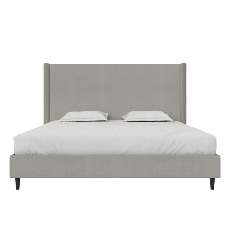 DHP Eveline Upholstered Platform Bed Frame - King in Textured Gray Canvas